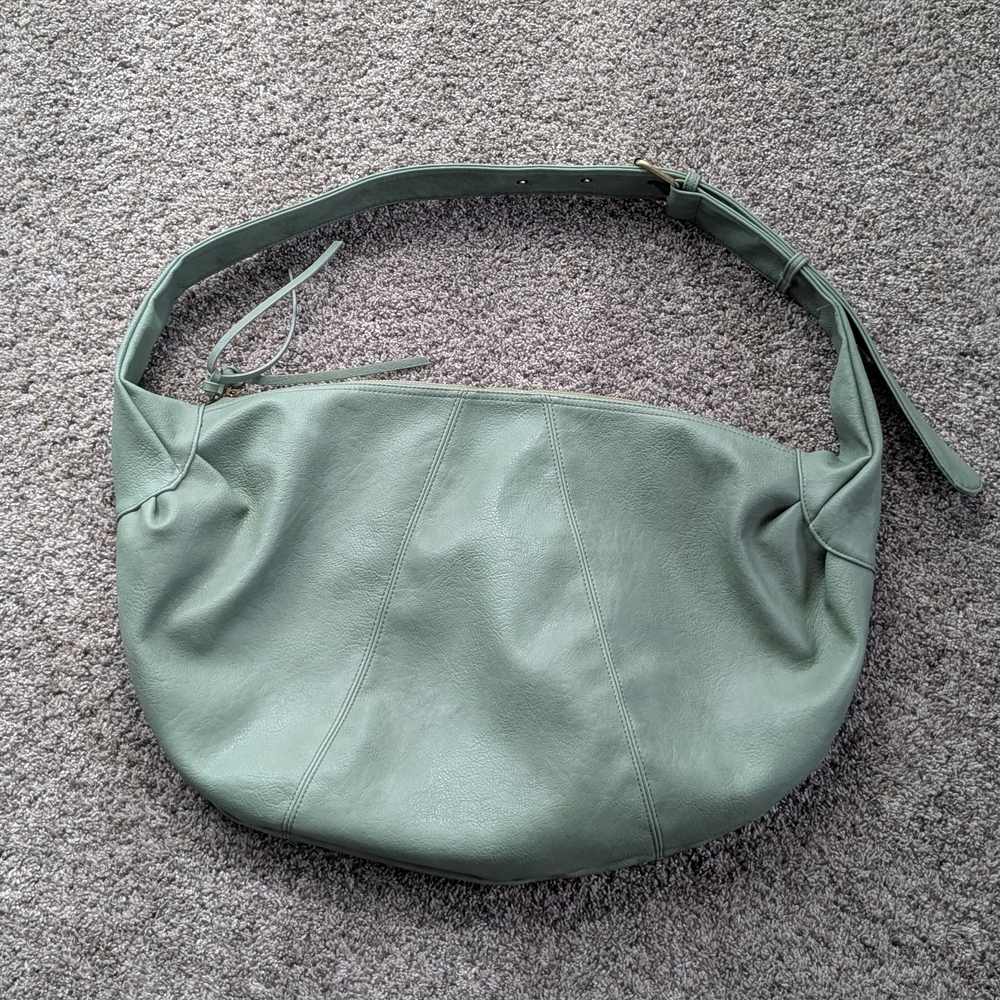 House Of Harlow 1960 Oversized Green Boho Hobo Bag